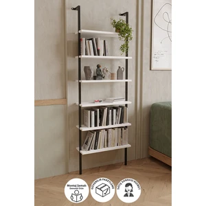 6 Raflı Duvara Monte Kitaplık Dekoratif Kitaplık Beyaz