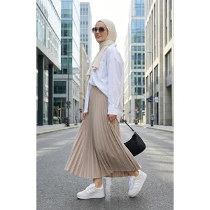 Beli Lastikli Piliseli Etek 0213-12 Vizon