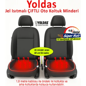 Jel Isıtmalı Oto Koltuk Minderi Çiftli Siyah - Oto Koltuk Isıtıcı - Isıtmalı Minder - 15 Saniyede 50 Derece Koltuk Isıtma Minderi - 1 Yıl Garanti