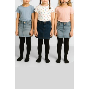 Belyy Socks Siyah  Renk 3 Lü Paket Düz Pamuklu Kız Çocuk Külotlu Çorap