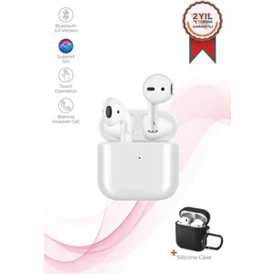 Bluetooth Kulaklık Kulak İçi Kablosuz Kulaklık Silikon Kılıf Hediyeli Air-5S Beyaz
