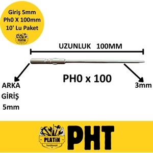 Platin Hırdavat Elektrikli Uzun Vidalama Ucu R5 Ph0 x 100MM PLT2800064