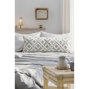 Bohem Özel Tasarım Punch Panç Desen Dekoratif Dikdörtgen Kırlent Kılıfı Mila Gri