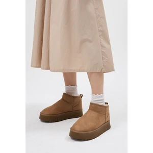 Tonny Black Kadın Vizon Kalın Poli Taban Içi Kürklü Süet Görünümlü Bot