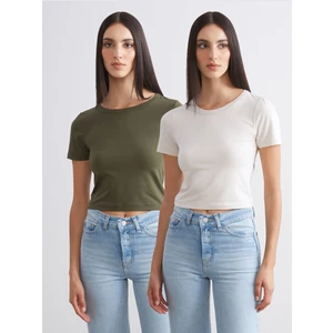 Bisiklet Yaka Kadın Crop 2'li