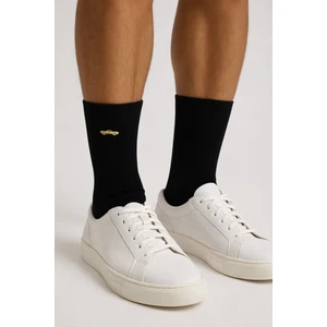 Erkek Sarı Araba Nakışlı Soket Çorap Siyah