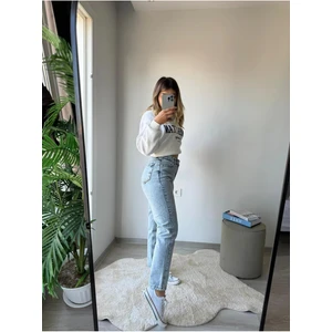 Bees Jeans Yeni Sezon Açık Mavi Mom Jeans Yüksek Bel Kot Pantolon