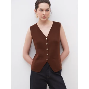 V Yaka Kadın Triko Yelek