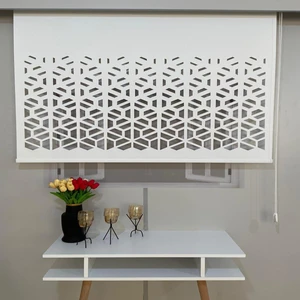 Volper Mekanik LZR50 İthal Mat Kalın Kumaşlı Lazer Kesim Stor Perde (Kırık Beyaz)