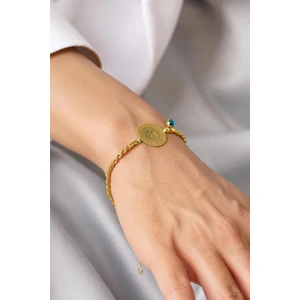 Fiyonk Kuyumculuk 22 Ayar Yatırımlık Yeni Çeyrekli 14 Ayar Altın Burgu Halat Zincir Bileklik l Nazar Boncuklu