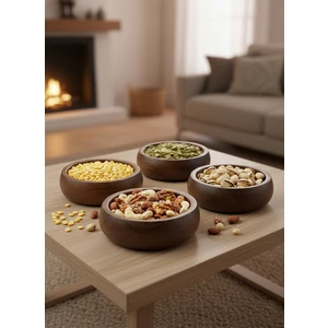 Ahşap 4'lü Yuvarlak Çerezlik Seti T31