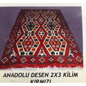 Şark Köşesi Anadolu Desenli Antep Kilim Kırmızı 200 x 300 cm