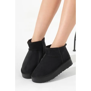 Tonny Black Kadın Siyah Kalın Poli Taban Içi Kürklü Süet Görünümlü Bot