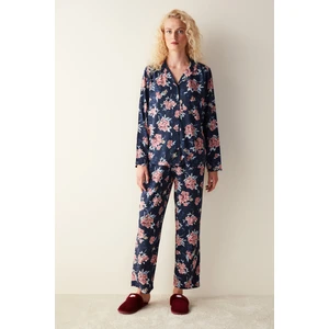 Çok Renkli Flowers Pantolon Pijama Takımı