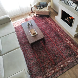 Cool Halı Private Bordo Eskitme Halı Vintage Halı Yolluk Dijital Baskı Halı Makinede Yıkanabilir Salon Halısı