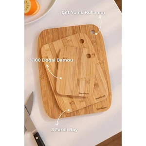 B5104 Tedi 3lü Kesme Tahtası Bambu