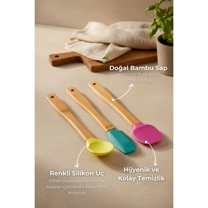 Zolly 3'lü Spatula Seti BPA İçermeyen Silikon Uçlarla Mutfak İçin Renkli Araç