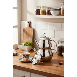 Solid - Çelik Kulplu Çelik Çaydanlık Takımı