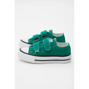 Tonny Black Çocuk Unisex Yeşil Beyaz Kauçuk Taban Keten Cırtlı Spor Ayakkabı