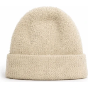 Aydın Şapkacınız Bej Kadın Yumuşacık Akrilik Kumaş Saçaklı Tüylü Bere – Sıcak Tutucu Kışlık Şapka
