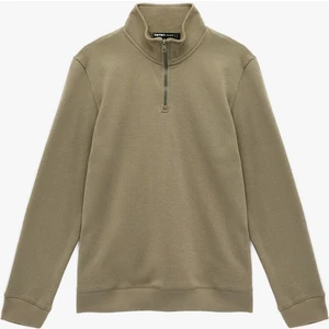 Uzun Kollu Şardonlu Basic Yarım Fermuarlı Sweatshirt