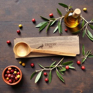 Ekstra Büyük Boy 34 cm Zeytin Ağacı Kepçe 8x8 cm Geniş Ağız Yapısı 2,5cm Derinlik