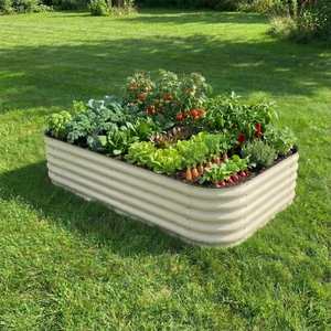 Terracy Home & Garden 60*120*44 cm Çelik, Oval Kenarlı, Modüler, Yükseltilmiş Bahçe Yatağı, Sebze Yatağı
