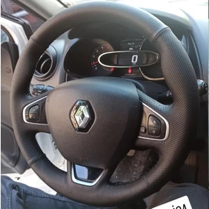 İskender Oto Aksesuar Direksiyon kılıfı Clio 4.5 faz 2 2018 model Araca özel spor desen tam kaplayan siyah dikiş