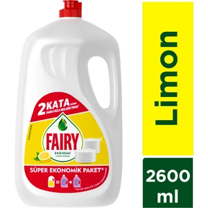 Süper Ekonomik Paket Sıvı Bulaşık Deterjanı 2600 ml Limon Kokulu