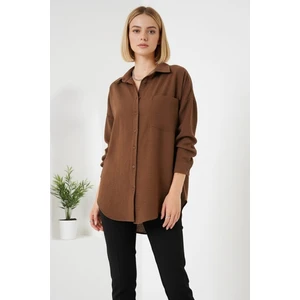 Kadın Oversize Yeni Sezon Pera Keten Gömlek