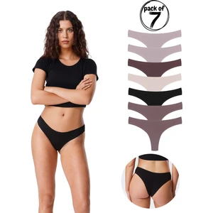 Yohannes Club Ohannes Club Kadın, Pamuklu Basic Brazilian Külot, 7'li Set, Multi Soft Color Pack, Flexible Cotton