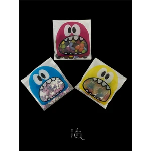 HG Tedarik 25 Adet 10X14 cm Karışık Canavar Figürlü Bantlı Şeffaf Opp Jelatin Poşet, Kurabiye Poşeti