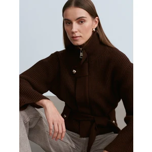 60988 Yün Karışımlı Triko Hırka-Kahve