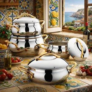 8 Parça Çelik Küre Set Gold 100908