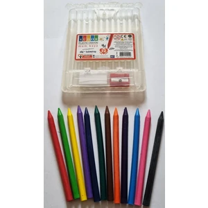 Plastik Kutulu 12 Renk Mum Boya + Silgi + Kalemtraş