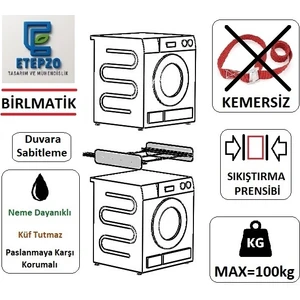 Metal&Kemersiz Çamaşır Kurutma Makinesi Üst-Üste Birleştirme Aparatı (Gri)