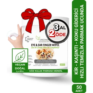 Göz Kulak Temizleme Parmak Mendil Tahriş Giderici Hijyenik Islak Mendil Kedi Köpek Vegan Bitkisel Içerikli 50 Adet