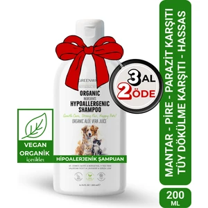 Hipoalerjenik Şampuan 200 ml | Tüy Dökülme | Parazit Pire Mantar Uzaklaştırıcı | Kedi Köpek