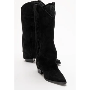 Tyler Siyah Süet Hakiki Deri Dikişli Kadın Western Çizme