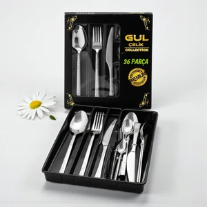 Çatal Bıçak Kaşık Seti 36 Parça Bıçaklı Damla Model 18,0 Kalite (Kutulu-Bıçak Sadedir)