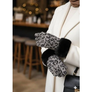 Anbly Collection Leopar Desenli Kürklü Kadıneldiven
