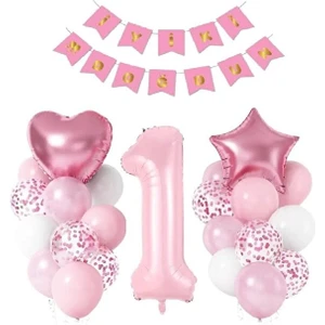 Pembe Renk Iyiki Doğdun Yaş Balon Set