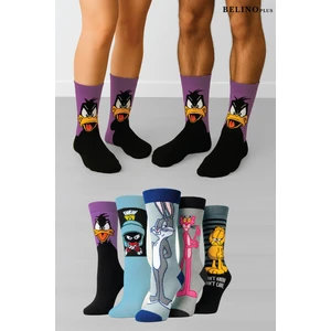 Belyy Socks Unisex Renkli 5'li Çizgi Film Karakterli Çorap %85 Pamuk Yüksek Topuklu Desenli