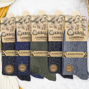 Kral Erkek Kışlık (5 Çift) Lambswool Yün Çorap Termal Etkili