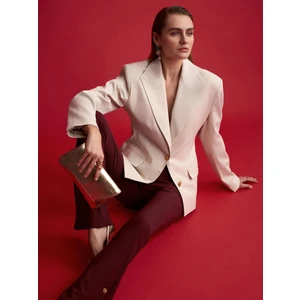 60774 Fitted Kesim Vatkalı Blazer-Ekru