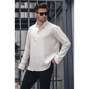 Ekru Müslin Uzun Kollu Erkek Gömlek 6742