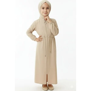 Medine Ipeği Beli Lastikli Bağcıklı Çocuk Ferace