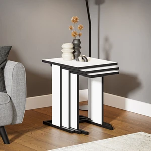 Zg5 3'lü Zigon Sehpa - Beyaz/siyah