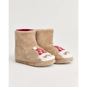 NUEOVO Kadın Panduf Yılbaşı Temalı Krem Renk Konforlu Tekstil Ev İçin