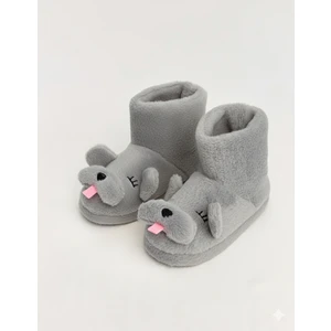 FANT Kadın Panduf Köpek Figürüyle Eğlenceli Tasarım Düz Topuk Tekstil